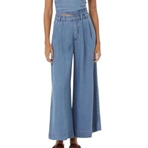 Young Fabulous & Broke Blue Wide Leg Elastic Waist Pants, Medium